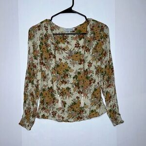 Cupcakes and cashmere floral boho long sleeve blouse women’s size XS